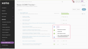 The Texas CCMR Tracker report page is opent. Next to a requirement, the three-dot menu is open with the option to 'Upload file'